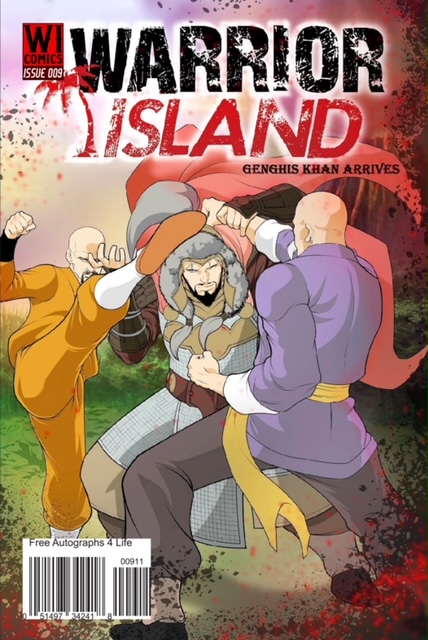 The cover page of the book warrior island - Ghenghis khan arrives