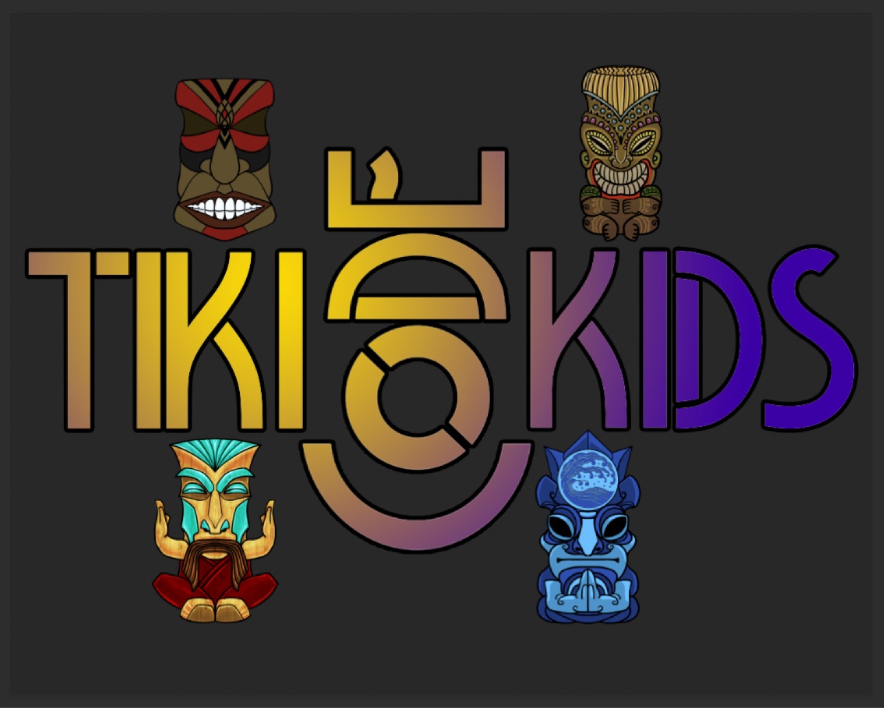 Tiki Kids logo with some designs