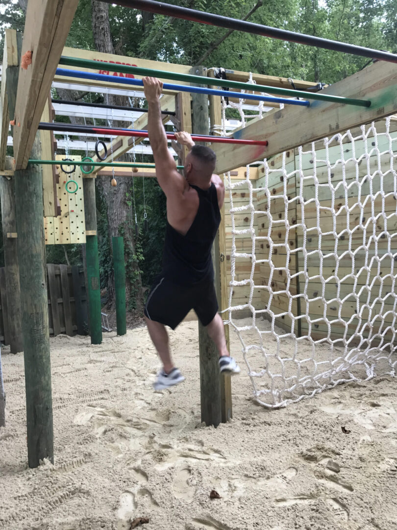 A person going through an obstacle course